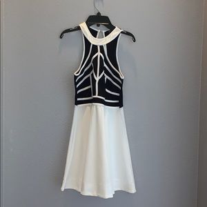 privy black and white dress fitted at the top